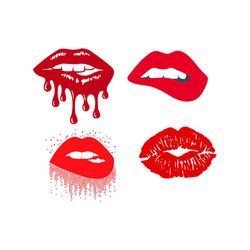 Lips Silhouette Dripping Lips Bundle Svg