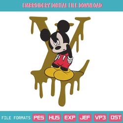 Louis Vuitton Dripping Mickey Angry Design Embroidery Instant Download