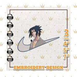 Nike Sasuke Naruto Embroidery Design, Best Anime Embroidery Design