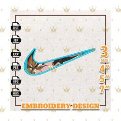 Nike Vegeta Anime Embroidery Design, Nike Anime Embroidery Design