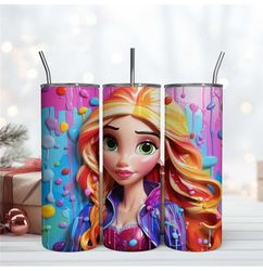 3D Rapunzel Dripping Tumbler Design, Disney Princess Wrap, 20oz Skinny Tumbler Instant Download
