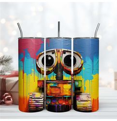 3D Inflated WallE Dripping Tumbler Design, Disney Movies 20oz Wrap, 20oz Skinny Tumbler Instant Download