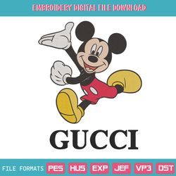 Mickey Funny Gucci Logo Brand Embroidery Design