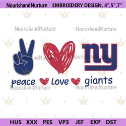 Peace Love New York Giants Embroidery Design File Download
