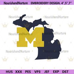 Michigan Wolverines States Logo Embroidery, Michigan Wolverines Machine Embroidery