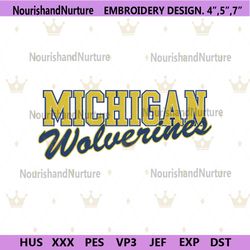 Michigan Wolverines Wordmark Logo Machine Embroidery, Michigan Wolverines Logo NCAA Embroidery