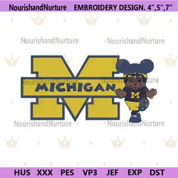 Mickey Mouse Michigan Wolverines Logo Football Embroidery Design, Mickey NCAA Team Embroidery Files