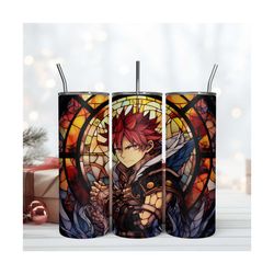 Natsu Stained Glass Tumbler Design Fairy Tail Tumbler Wrap Digital Download