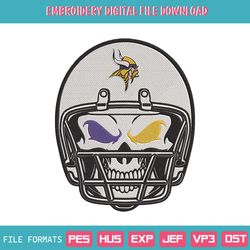 Skull Helmet Minnesota Vikings Logo NFL Embroidery Design