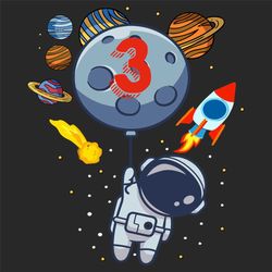 3rd Birthday Astronaut Planets Svg, Birthday Svg, 3rd Birthday, 3 Years Old Svg, Birthday Kids, Birthday Astronaut Svg,