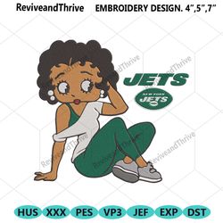 New York Jets Black Girl Betty Boop Embroidery Design File