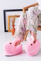 Fluffy Rabbit House Slippers, Cozy Rabbit House Slides, Unisex Comfy Home Slippers, Winter Plush indoor Slippers, Christ