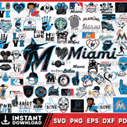 Miami Marlins Team Bundles Svg, Miami Marlins SVG, MLB Team Svg, MLB Svg, Png, Dxf, Eps, Jpg, Instant Download