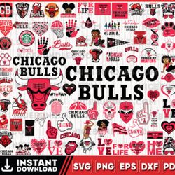 Chicago Bulls Team Bundles Svg, Chicago Bulls svg, NBA Teams Svg, NBA Svg, Png, Dxf, Eps, Instant Download