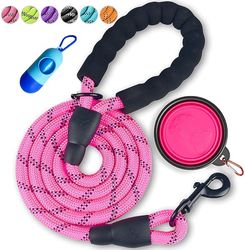 Durable Nylon Dog Rope - Comfortable Padded Handle 1/2"x 6FT & Seat Belt