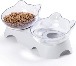 Cat Food Bowls Elevated Tilted