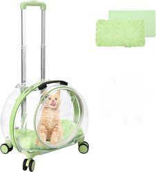 Transparent & Fully Breathable Pet Carrier Backpack with Trolley Wheels for Dogs, Cats, Parrots or Bunnies