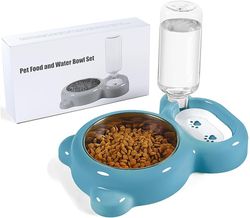 Dog Bowls, Cat Food and Water Bowl Set with Water