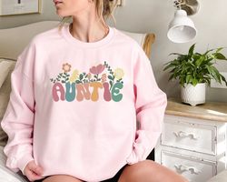 Groovy Wildflowers Auntie Sweatshirt, Auntie Sweatshirt, Gift For Aunt, Auntie Gift, Aunt Shirts
