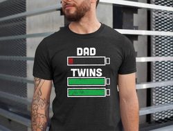 Father Of Twins, Twin Dad Gifts, Daddy Shirt, Twins Dad Battery Fathers Day Shirt, Dad Birthday Gift