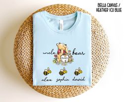 Uncle With Nephew Kids Name Tshirt, Fathers Day gift to Uncle from Nephews ,Custom Uncle Bear Shirt,
