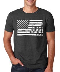 Grandpa Shirt, Husband Grandpa Protector Hero Shirt, Vintage American Flag Shirt, Fathers Day Shirt, Funny Papa Gift, Pa