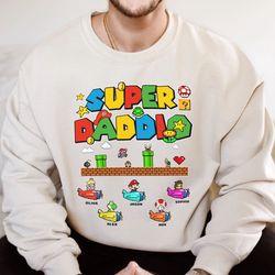 Personalized Super Daddio Shirt, Super Mario Shirt, Daddio Shirt, Super Dad Shirt, Dad Gamer Shirt, Father Day Daddy