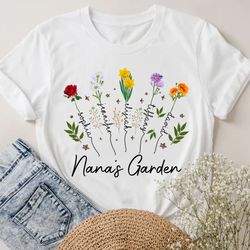Personalized Nanas Garden Shirt, Grandma Birth Month Flower T-Shirt, Mothers Day Gift for Grandma, Best Grandma Shirt