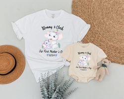 happy first mothers day shirts, mom and baby matching outfit, cute ma