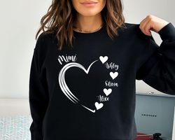 Personalized Custom Mimi Sweatshirt, Mimi Heart Hoodie, Grandkids Name Shirt, Gift For Her, Nana Crewneck, Grandma Heart
