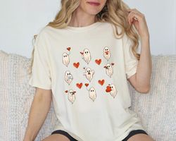 Comfort Colors Valentines Day Ghost Sweatshirt, Ghosts With Hearts Valentine Tee, Be My Boo Valentines Tee, Valentines D