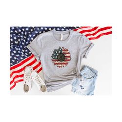 America Sunflower Shirt, USA Flag Flower TShirt, Gift For American, 4th Of July Flag Graphic TShirt, Freedom TShirt, Ind
