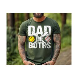Funny Dad of Boths Tshirt, Baseball Softball Fathers Day Shirt, Fathers Day Gift for Twin Dad, Baseball Dad Shirt, fathe