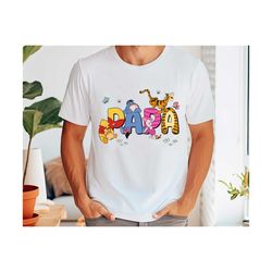 Custom Name Papa Winnie The Pooh Themed Comfort Colors Shirt, Personalized Disney Dad Tshirt, Fathers Day Gift, father d