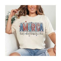 America 4th of July Dalmatian Dots Shirt for Women, Graphic Tshirts for Women, Custom Shirts for Women, Custom Tee,BCNat