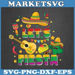 funny cinco de mayo svg, mexican guitar cactus let's fiesta svg, funny cowboy hat mexican svg, mexican hat svg