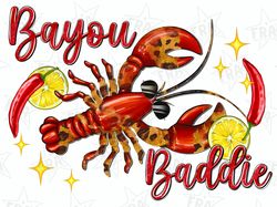 Crawfish bayou baddie png sublimation design download, Happy Mardi Gras png, hand drawn crawfish png, Crawfish png, subl