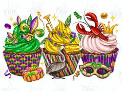 Mardi Gras Cupcakes Png, Western, sublimation design download, Happy Mardi Gras png, Crawfish png, sublimate designs dow
