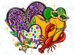 Mardi Gras hearts png sublimation design download, Happy Mardi Gras png, Mardi Gras carnival png, sublimate designs down