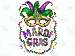 Mardi Gras Mask And Beads Png Sublimation Design, Mardi Gras Png, Mardi Gras And Beads Png, Western Design Png, Masks Pn