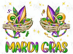Mardi Gras skeleton hands png sublimation design download, Happy Mardi Gras png, Mardi Gras carnival png, sublimate desi
