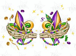 Skeleton hands Mardi Gras png sublimation design download, Happy Mardi Gras png, Mardi Gras Carnaval png, skeleton png,