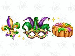 Watercolor Mardi Gras PNG , Happy Mardi Gras png, Fleur de lis png design, Mardi Gras Mask Png, King Cake Png, Mardi Gra