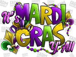 It's Mardi Gras y'all with png sublimation design download, Mardi Gras png, png, Sublimation designs download
