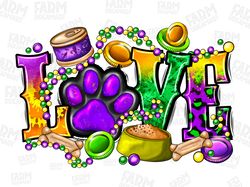 Mardi Gras love dog paw png sublimation design download, Happy Mardi Gras png, Mardi Gras Carnaval png, dog png, sublima