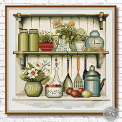 Cross stitch pattern Vintage kitchen 4, Old kitchen, Lemon buffet, Counted cross stitch, Digital PDF 445