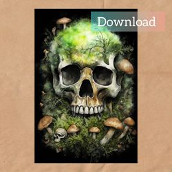 Digital skull drawing, instant download