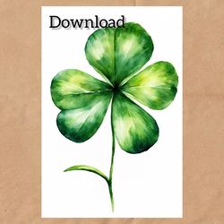 Clover drawing, happy St. Patrick's Day, digital postcard instant download
