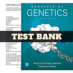 Latest 2023 Concepts of Genetics, 12th Edition Klug Test Bank | All Chapters Included
