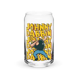 johnny dabbin can-shaped glass